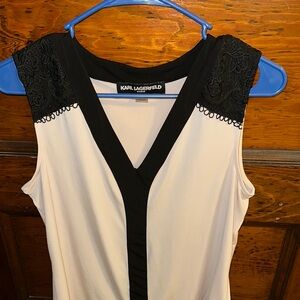 Karl Lagerfeld Black and White Sleeveless Top